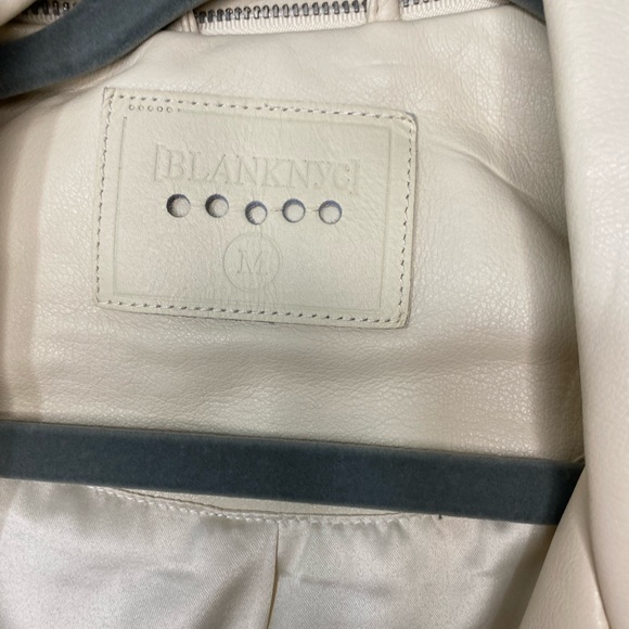 BLANK-NYC Cream white vegan leather jacket with removable denim collar. - Picture 15 of 15